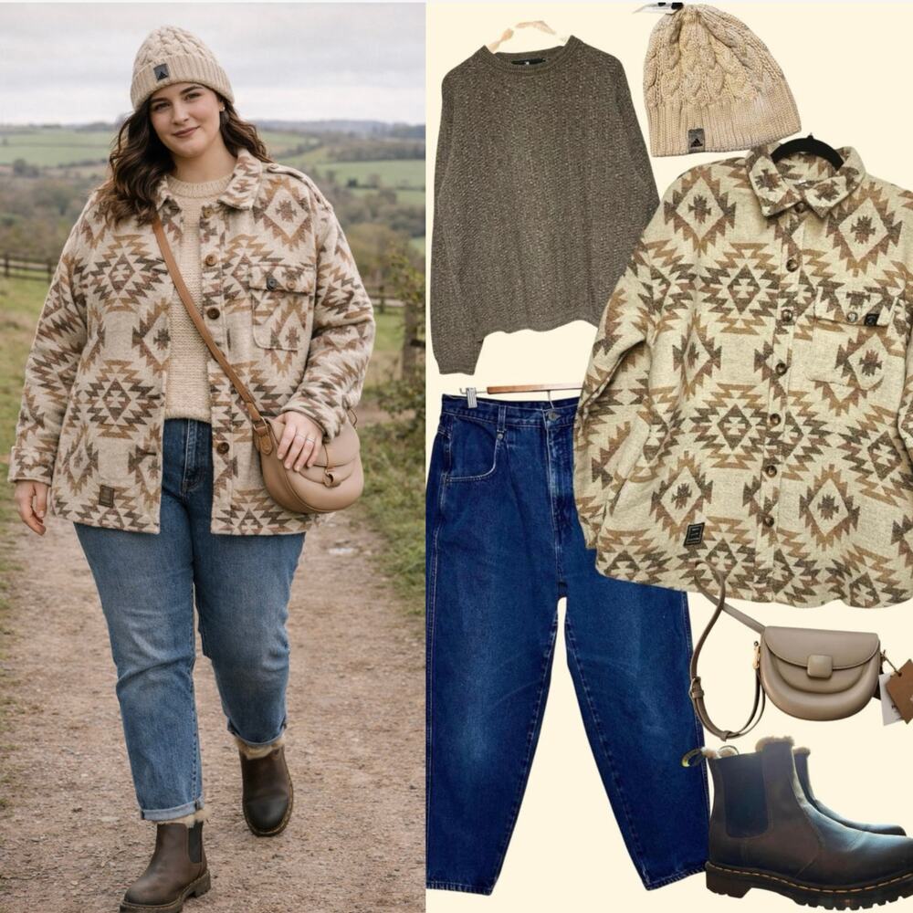Modest Maverick Surfside Aztec Print Chore Coat XL Soft Wool Blend Shacket